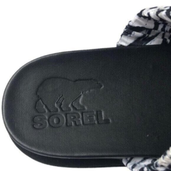 NEW Sorel Black & White Two Strap Slide Sandals  7 - Picture 6 of 8